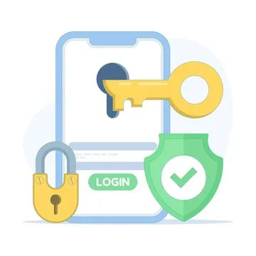 Password and key protecting smartphone Stock Illustration