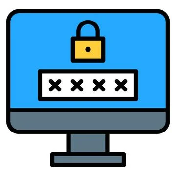 Password and security, Telecommuting or  remote work icon Stock Illustration