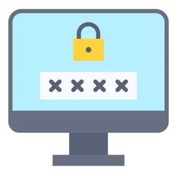 Password and security, Telecommuting or  remote work icon Stock Illustration