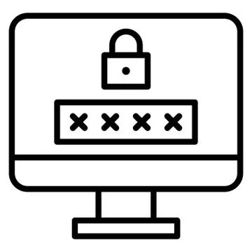 Password and security, Telecommuting or  remote work icon Stock Illustration