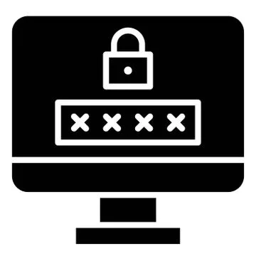 Password and security, Telecommuting or  remote work icon Stock Illustration