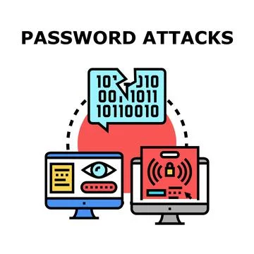 Password attacks comprising cybercrime and data breach concept イラスト素材