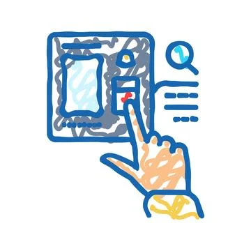 Password biometrics integration icon doodle illustration Stock Illustration