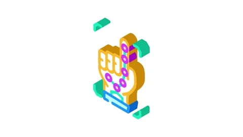 Password biometrics integration isometric icon animation Stock Footage 327282453