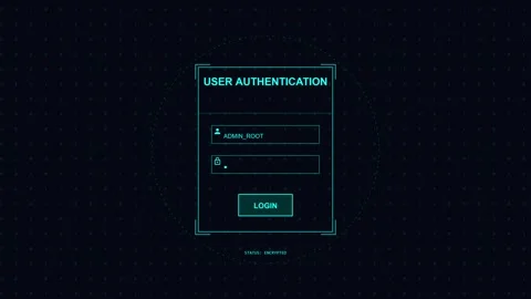 Password box digital user authentication login interface with futuristic HUD Stock Footage 345101085