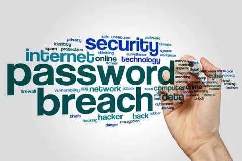 Password breach word cloud Stock Photos