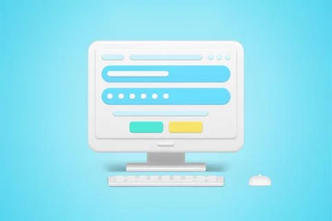 Password check in personal web account 3d icon 스톡 일러스트