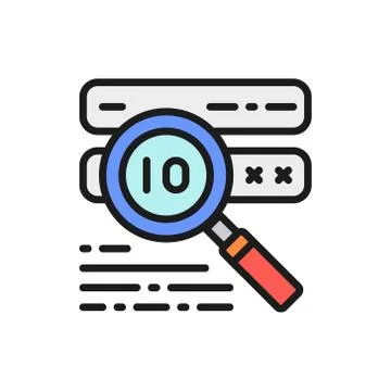 Password check, virus scan flat color line icon. 스톡 일러스트