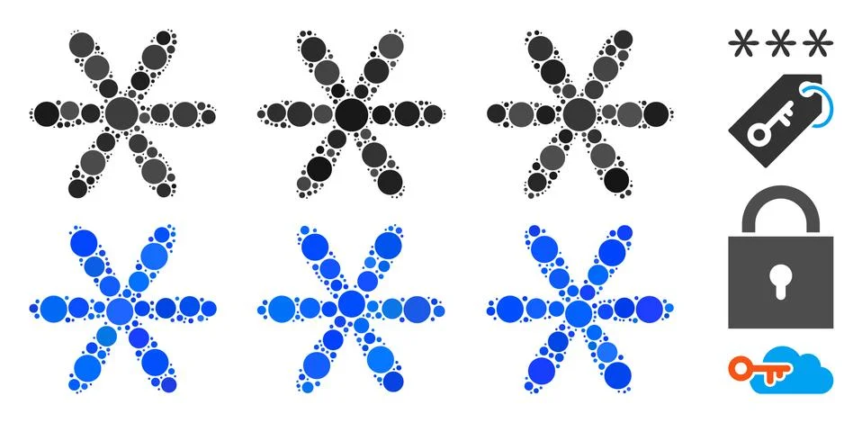 Password Code Mosaic Icon of Spheric Items Illustrazione stock