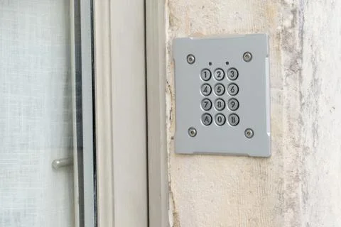 Password code Security keypad system protected in Public Building Stock Photos