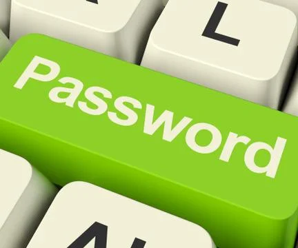 Password computer key in green showing permission and security Stockillustratie