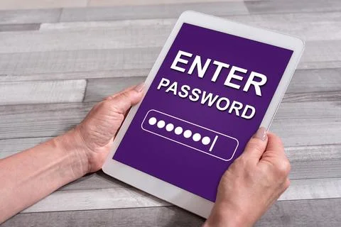 Password concept on a tablet Stock Photos