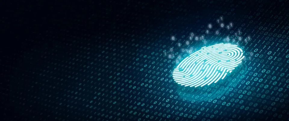 Password Control by Fingerprint. Fingerprint Security Concept. 3D Render. 库存插图