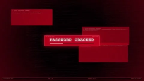 Password Cracked Red Hacker Exploit Alert Screen Animation. Stock Footage 347139273