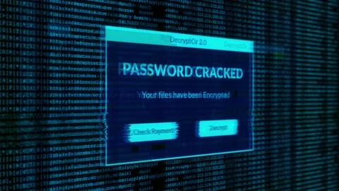 Password Cracked warning and check payment for decrypt system files Stock Footage 200934125