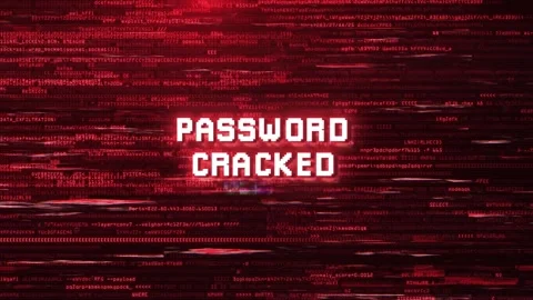 Password Cracked Warning Over Cybersecurity Glitch Error Animated Background Stock Footage 317565450