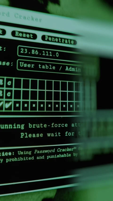 Password cracker, Starting brute force attack Stock Footage 302712946