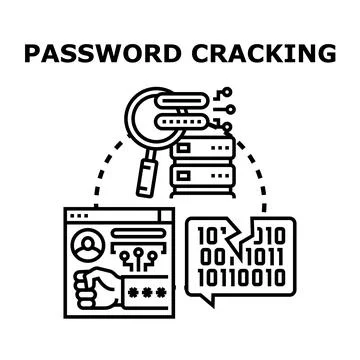 Password cracking concept, finding security vulnerability Stock Illustration