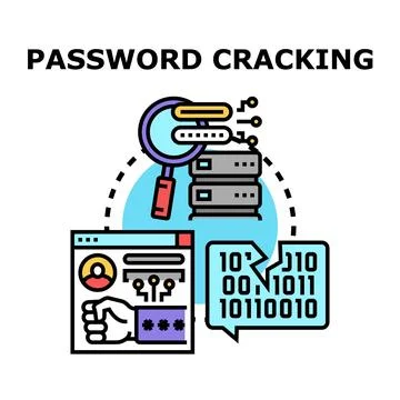 Password cracking concept, finding security vulnerability Stock Illustration