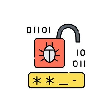 Password cracking line icon. Isolated vector element. Stock Illustration