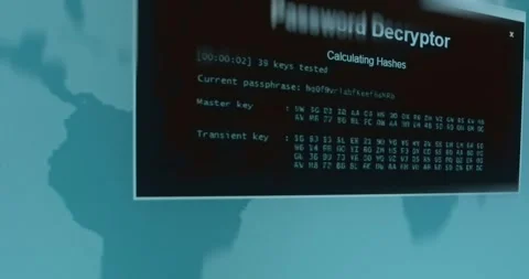 Password Decrypting program is in the process of Calculating Hashes Stock Footage 321756902