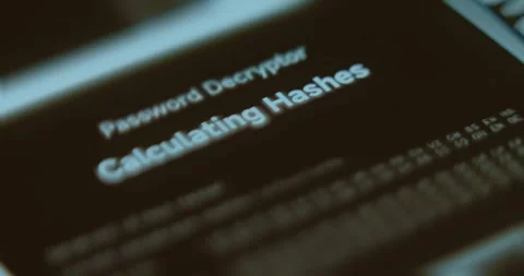 Password Decryptor tool Calculating Hashes, password cracking Stock-Footage 323371185