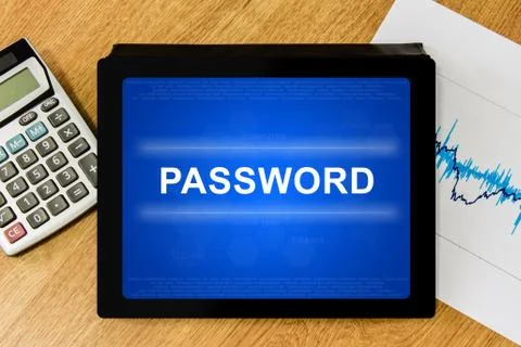 Password on digital tablet Stock Photos