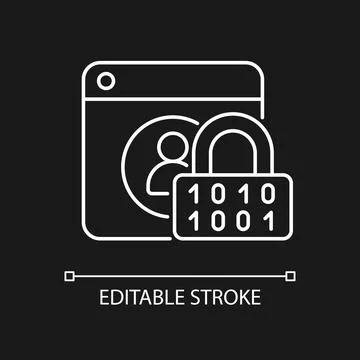 Password encryption white linear icon for dark theme Ilustración de archivo
