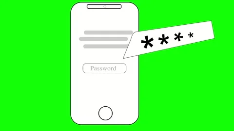 Password Entry Animation Mobile UI &amp; Green Screen Effects Stock Footage 312361281