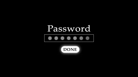 Password entry field with asterisks and a glowing " DONE" button security a.. Stock Footage 340998277