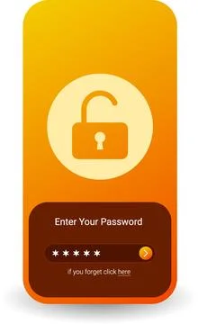 Password Entry Interface With Unlock Icon And Gradient Background Design Stock Illustration