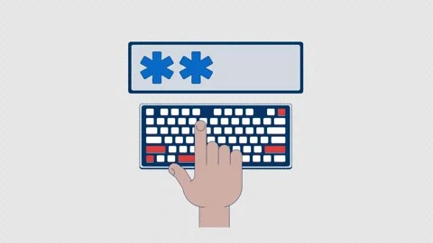 Password entry on keyboard 2D animation Stock Footage 311319828
