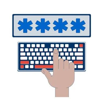 Password entry on keyboard vector illustration Stock Illustration