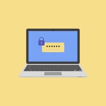 Password entry on laptop. Stock Illustration