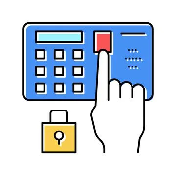 Password entry safe device color icon vector illustration 스톡 일러스트