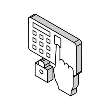 Password entry safe device isometric icon vector illustration Stock Illustration