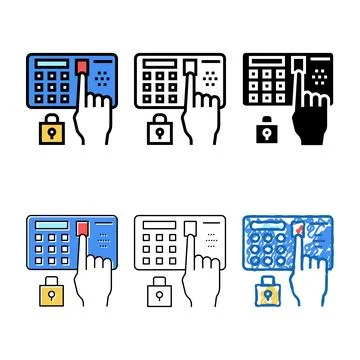 Password entry safe variations device color icon vector Stock Illustration