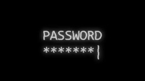 Password Entry Screen with Asterisks on Black Background Video stock 306114098