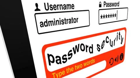 Password entry screen with captcha Stock Illustration