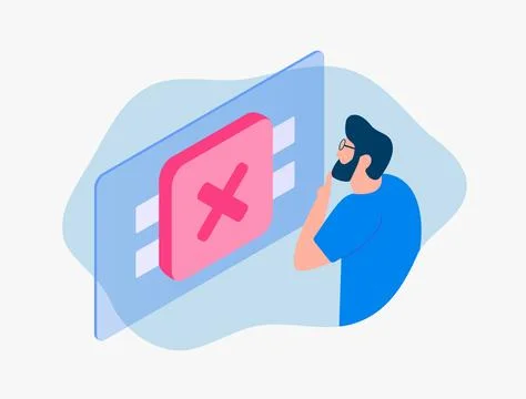 Password Error: Cybersecurity and Account Protection Concept. Man Facing Login Stock Illustration