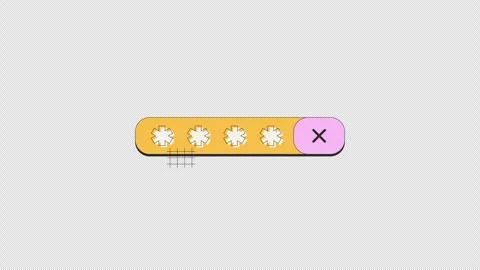 Password error input neubrutalism UI element animation Stock Footage 336186915