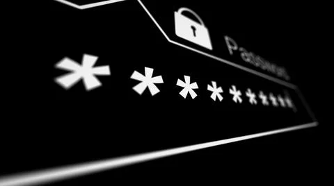 Password field on a black webpage in Internet browser. Internet security conc Stock Illustration
