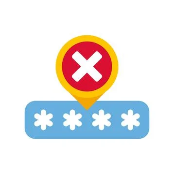 Password field displaying an error cross mark notification イラスト素材