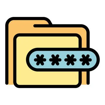 Password folder icon color outline vector Illustrazione stock