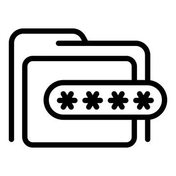 Password folder icon, outline style 스톡 일러스트