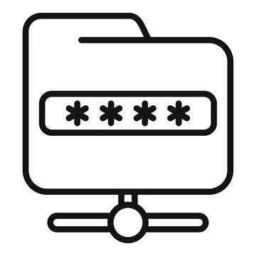 Password folder icon outline vector. Computer data 스톡 일러스트