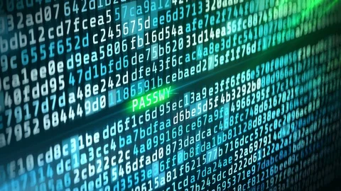 Password found, abstract hacking background, binary code strings on screen Stock Footage 122247853