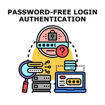 Password free login authentication access control concept Stockillustratie