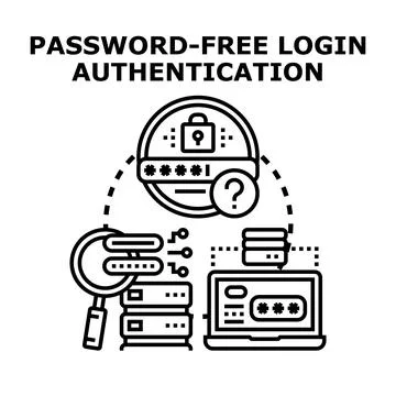 Password free login authentication access control concept Illustrazione stock