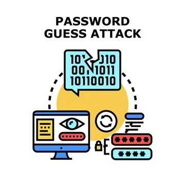 Password guess attack concept hacking personal data Stock Illustration